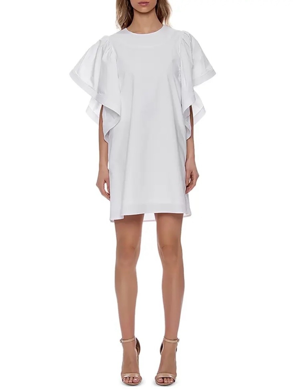 GRACIA White Frill And Flutter Butterfly Cotton Mini Dress Size Medium